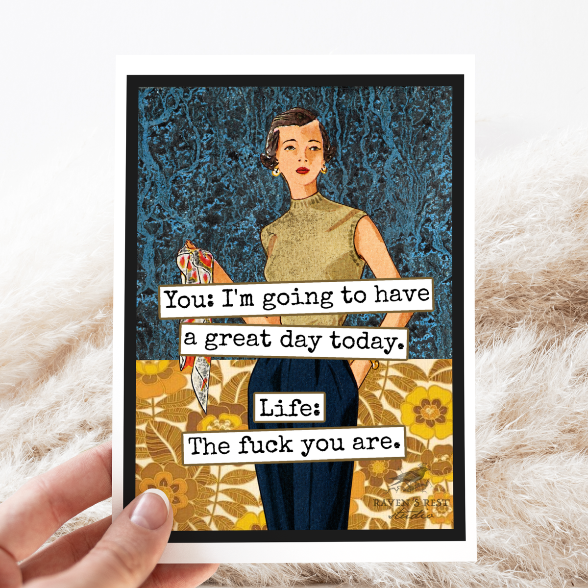 Raven's Rest Studio - Card. Life: The Fuck You Are. Funny Greeting Card. Retro.