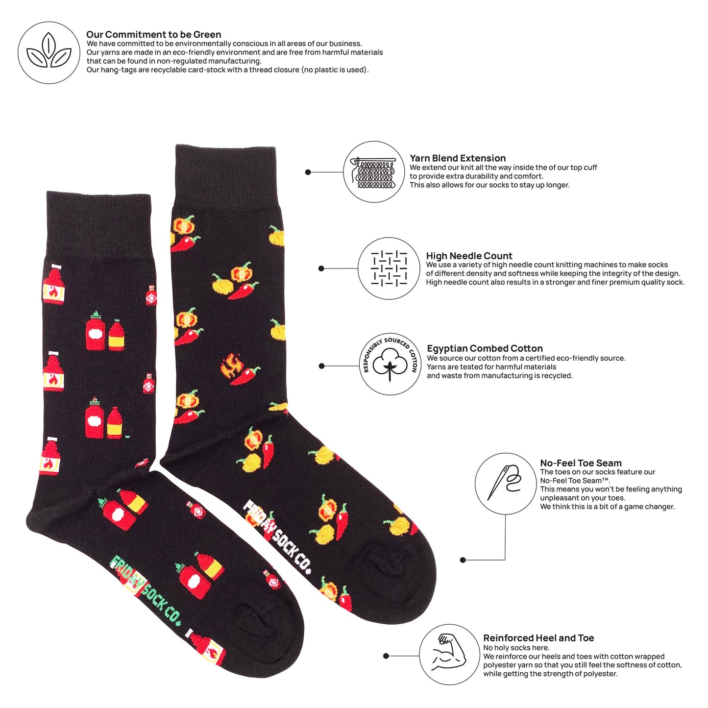 Friday Sock Co. - Men's Hot Sauce Socks: Men's 7 - 12
