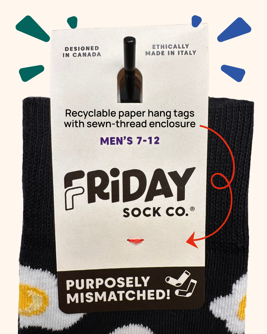 Friday Sock Co. - Men's Red Wine & Grapes Mid-CalfSocks - Non-Matching: Men's 7 - 12