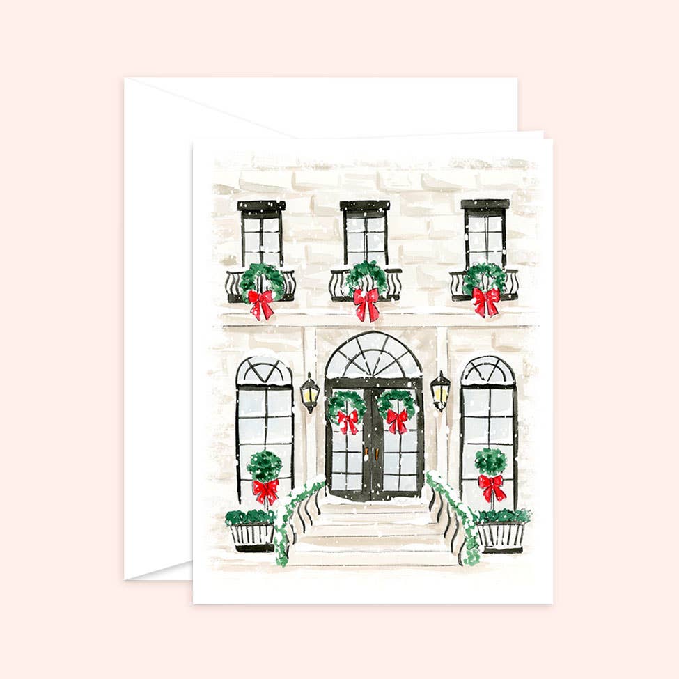 Almeida Illustrations - Christmas House Greeting Card: White