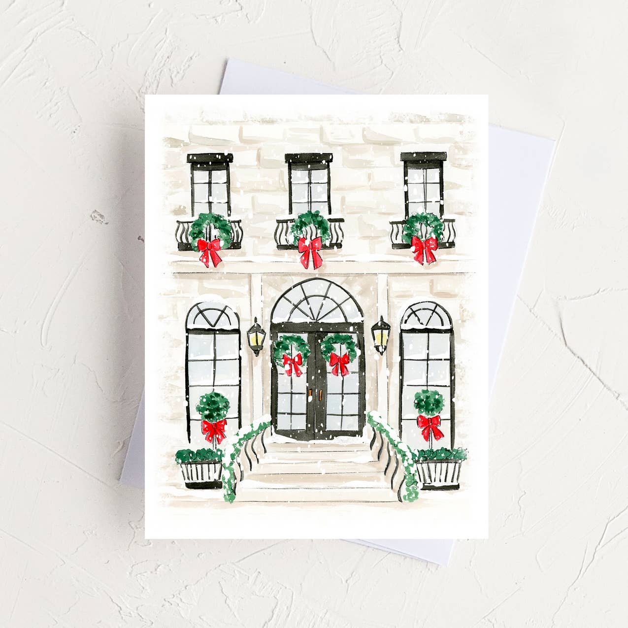 Almeida Illustrations - Christmas House Greeting Card: White