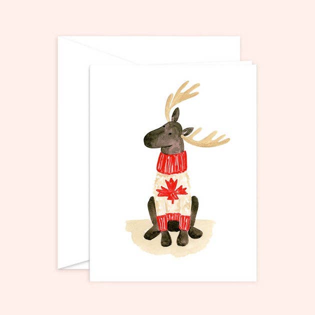 Almeida Illustrations - Canadian Moose Card: White