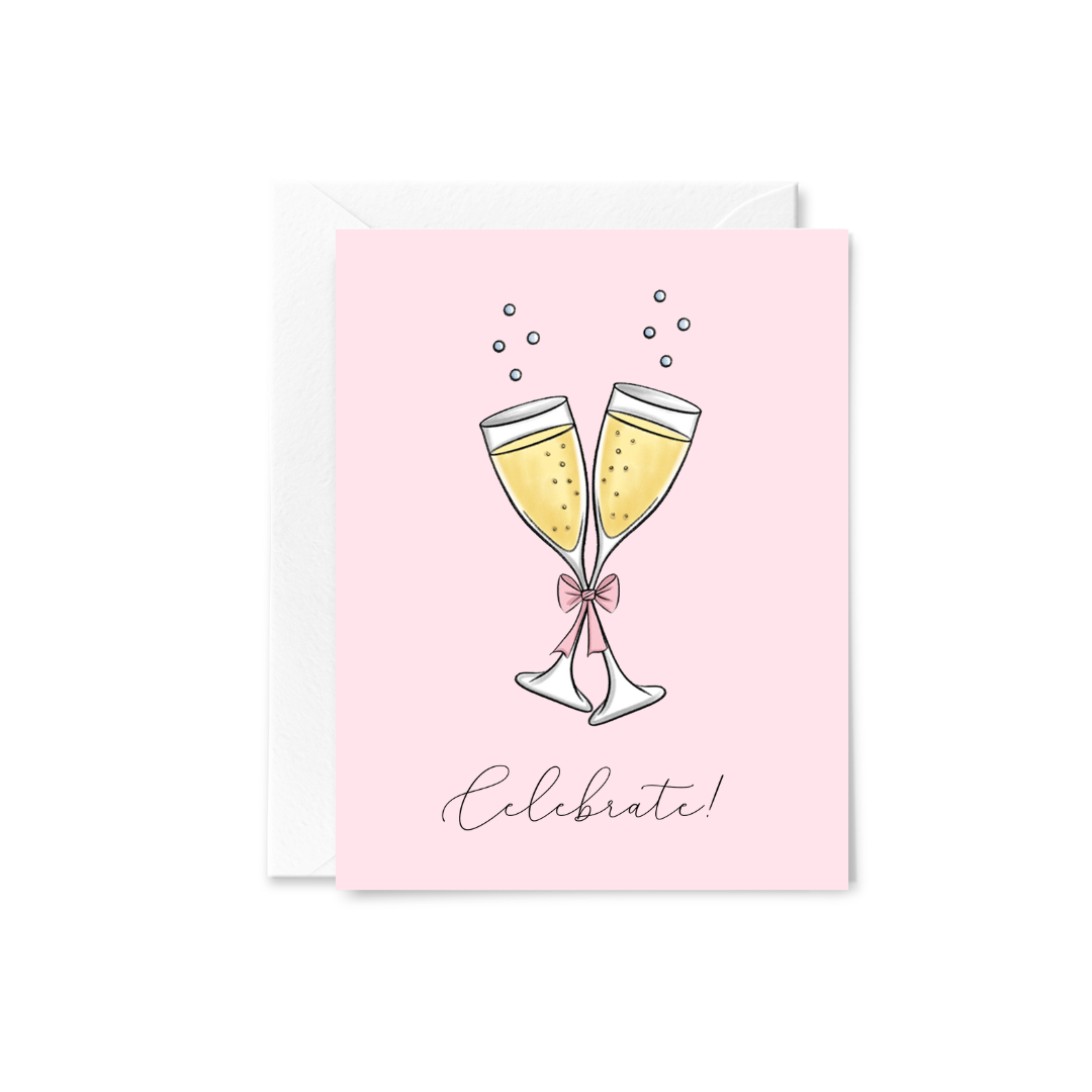 The Pretty Pink Studio - Champagne Glasses | Anniversary Wedding Greeting Card