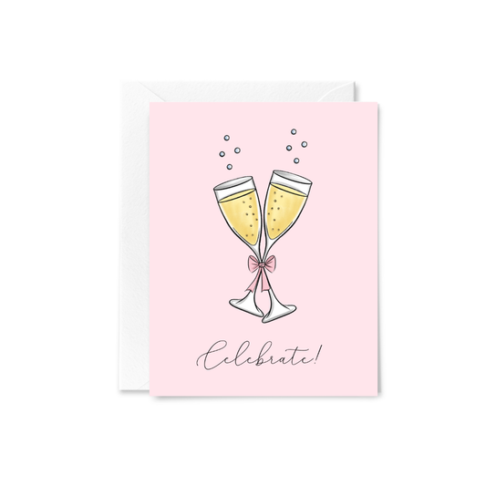 The Pretty Pink Studio - Champagne Glasses | Anniversary Wedding Greeting Card