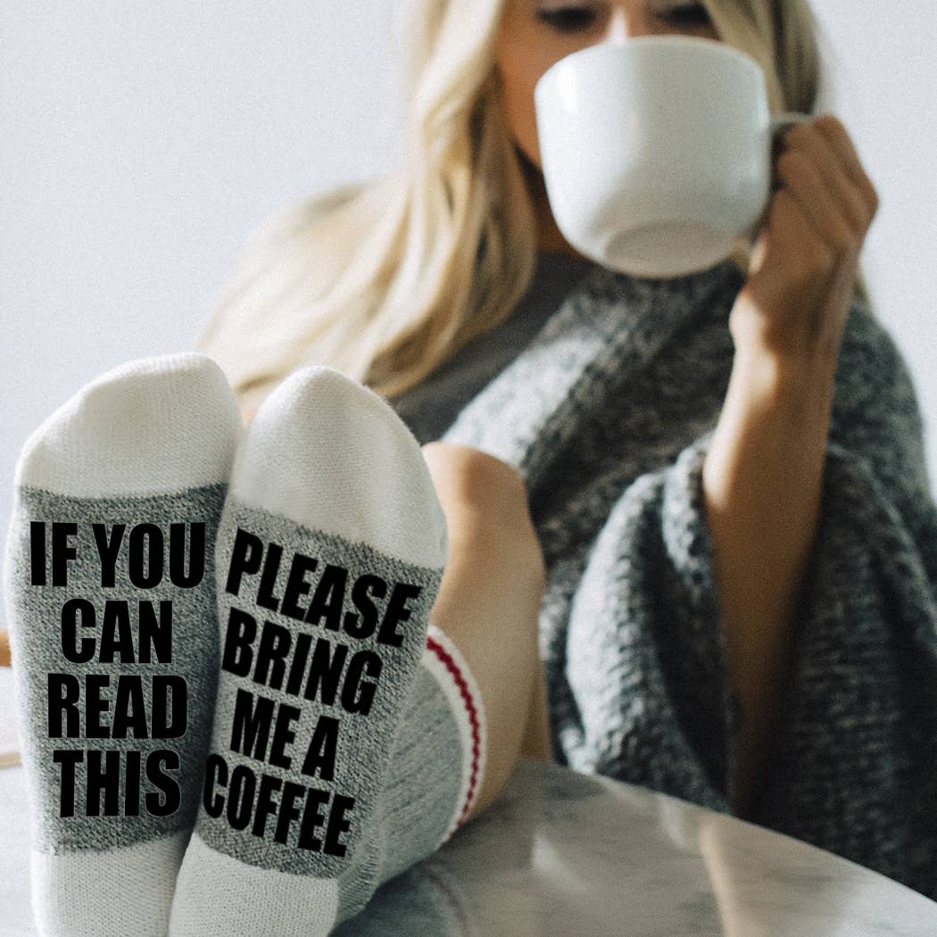 Sock Dirty to Me - Please Bring Me A Coffee Socks: Matte White