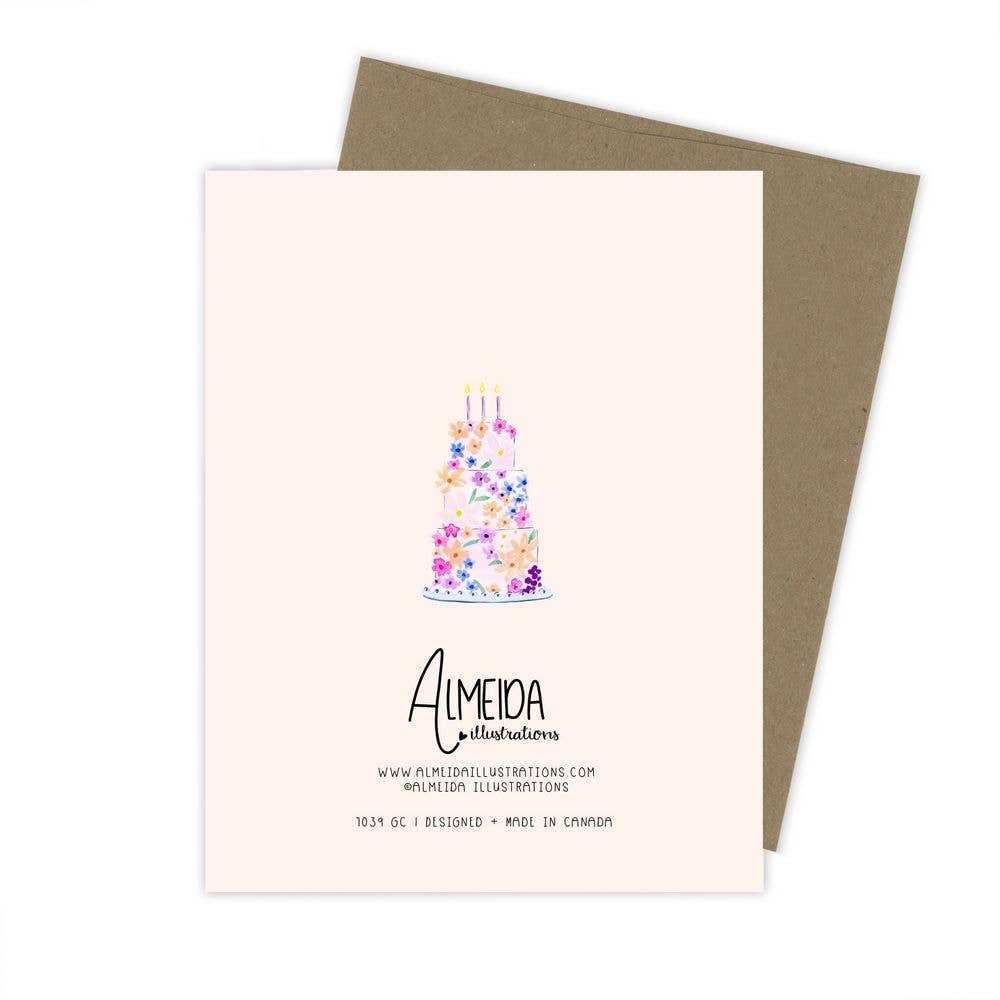 Almeida Illustrations - Happy Anniversary Cake Card: White