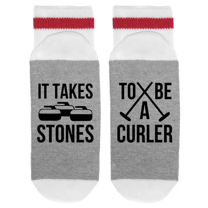 Sock Dirty to Me - MENS - It Takes Stones To Be A Curler - Socks: Matte Black