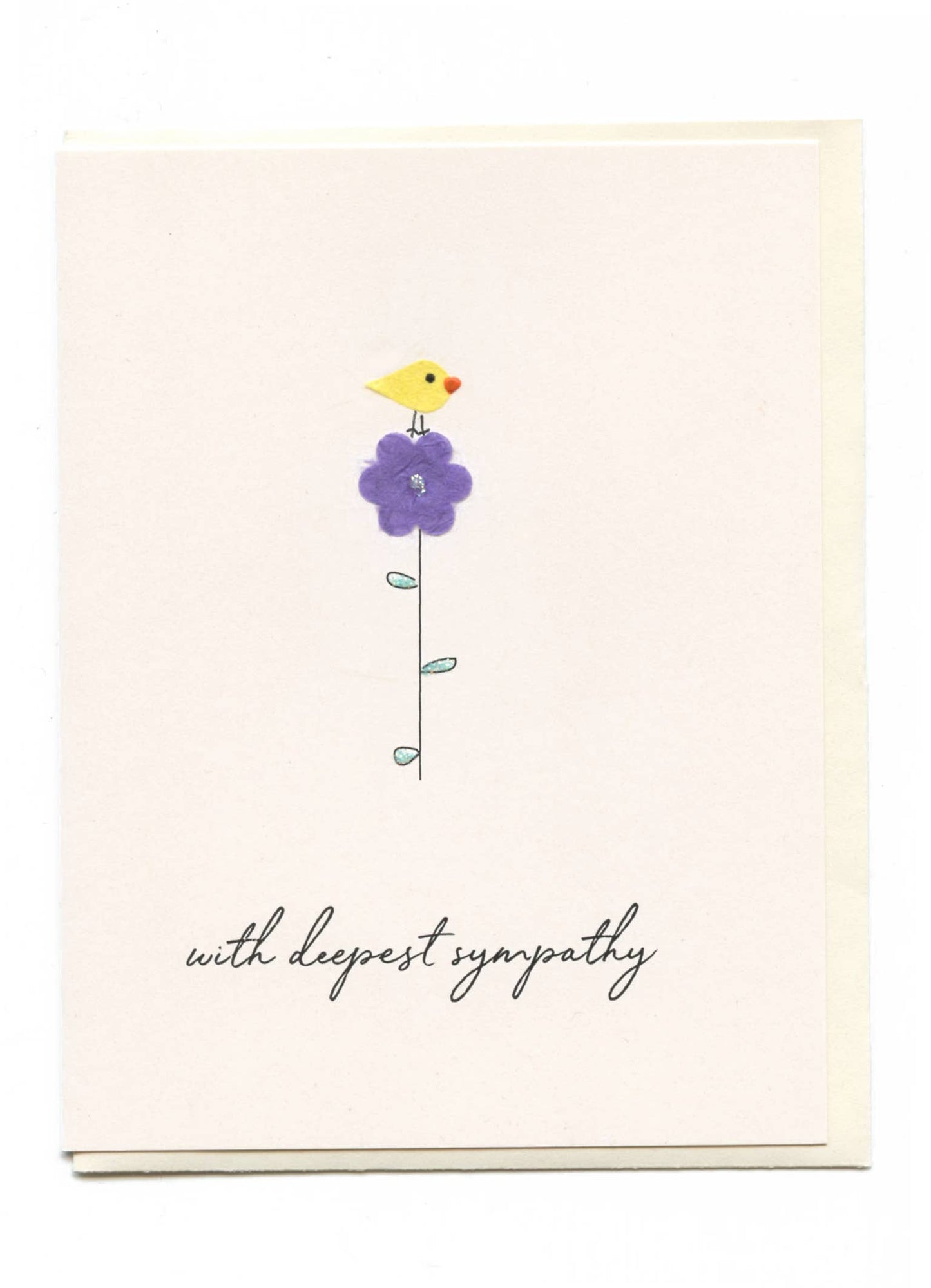 FLAUNT HANDMADE CORRESPONDENCES - "With Deepest Sympathy" Bird on Flower