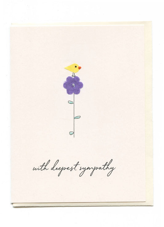 FLAUNT HANDMADE CORRESPONDENCES - "With Deepest Sympathy" Bird on Flower