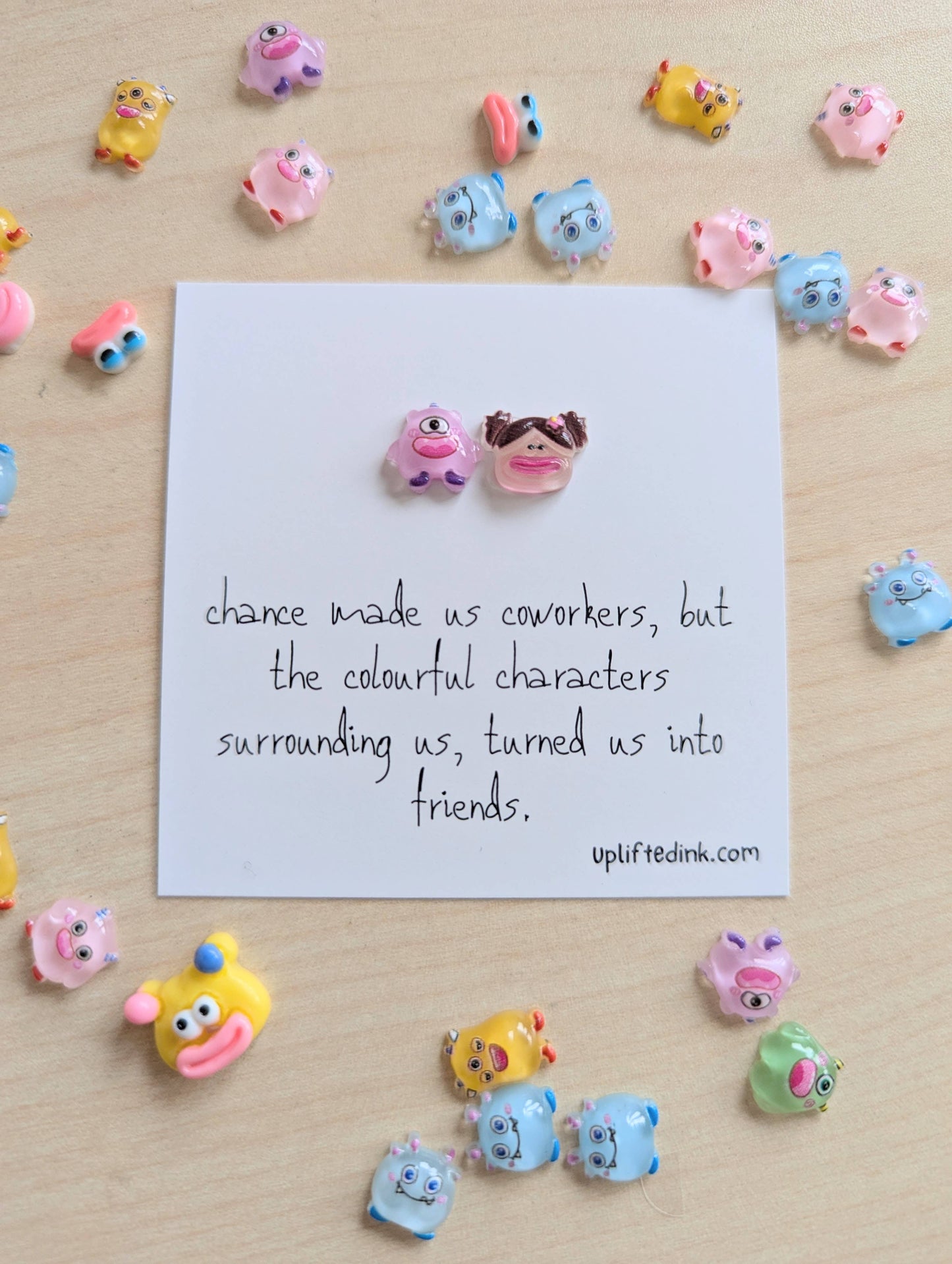 Uplifted Ink - Coworker BFF Card with 2 Mini Figurines & Custom Message: 1 Card