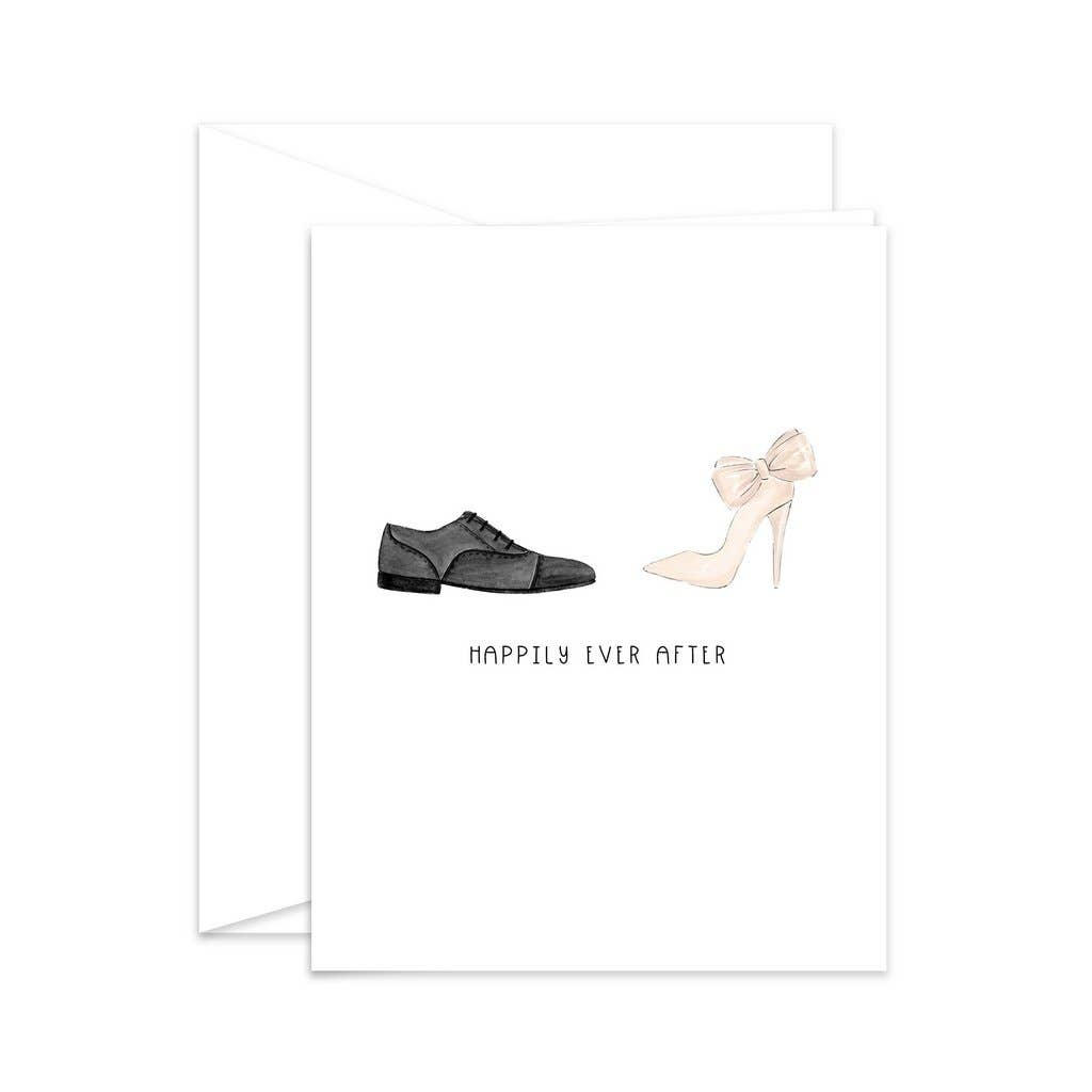 Almeida Illustrations - Happily Ever After Mr + Mrs Newlywed Greeting Card: White