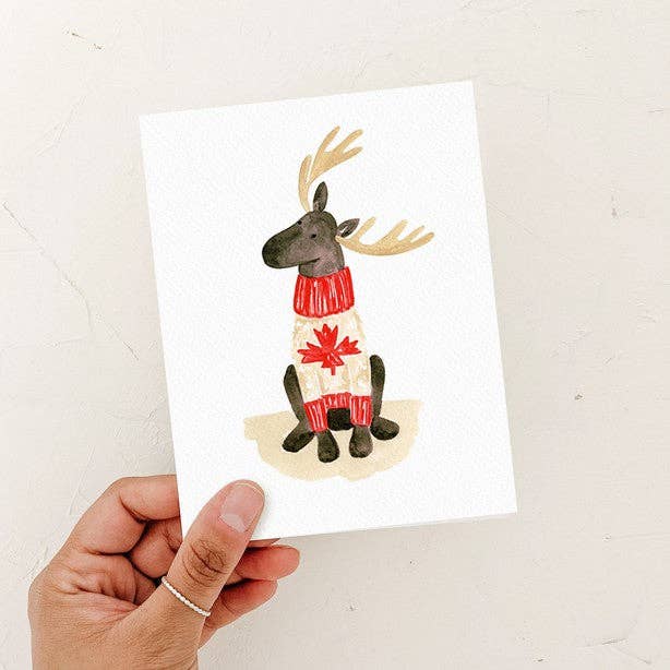 Almeida Illustrations - Canadian Moose Card: White