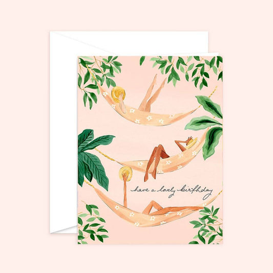 Almeida Illustrations - Lovely Birthday Vibes Greeting Card - Friend Girl: White