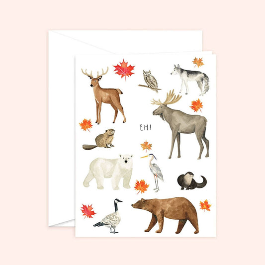 Almeida Illustrations - Canada Eh! Card | Canadian Animals: White