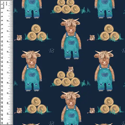Busy Little Stitches - Highland Calf Overalls Blue Toddler Blanket