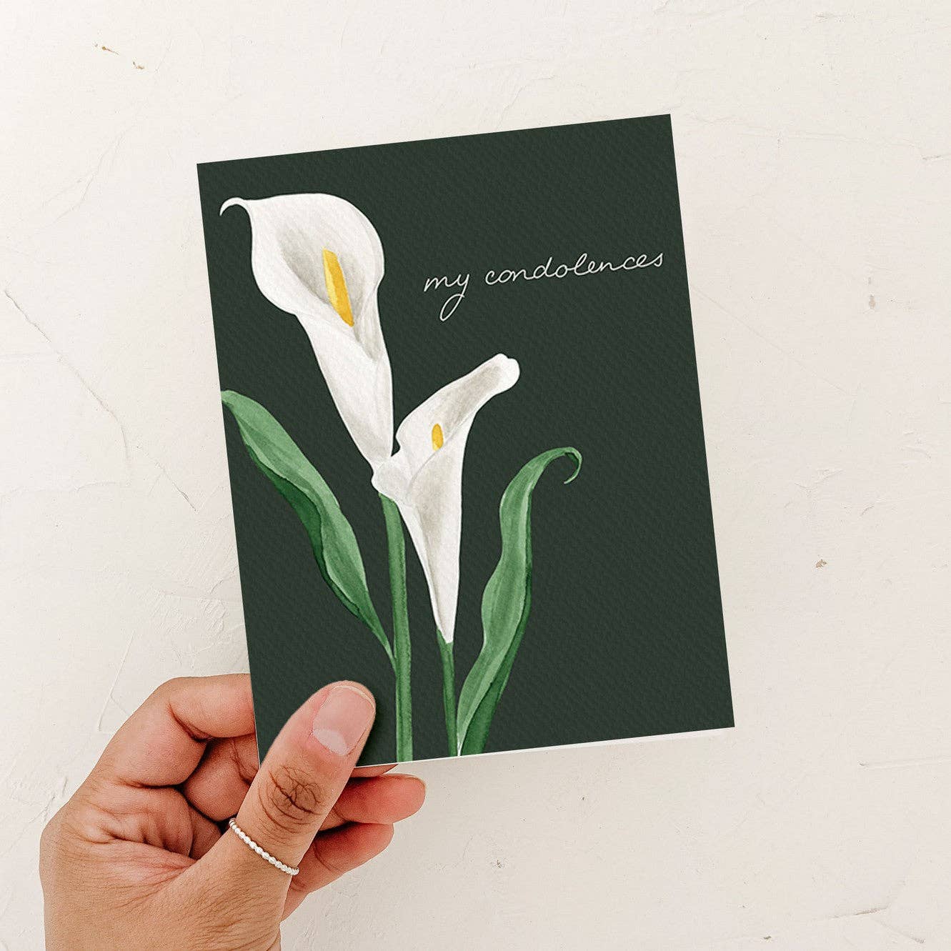 Almeida Illustrations - Cala Lily Condolence Card | Sympathy: White