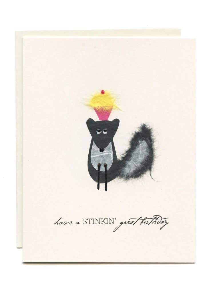 FLAUNT HANDMADE CORRESPONDENCES - "Have a Stinkin’ Great Birthday" Skunk W/ Cupcake