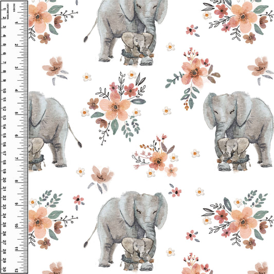 Busy Little Stitches - Elephant Family Floral Toddler Blanket