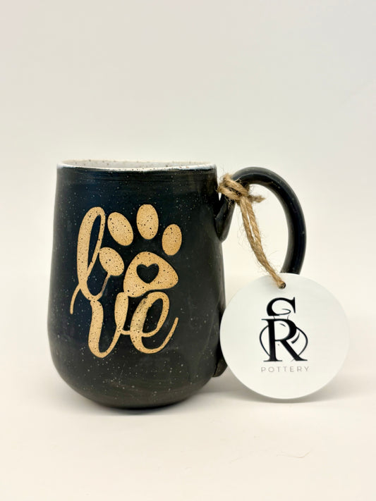 Stoney Ridge - Black pottery paw love mug