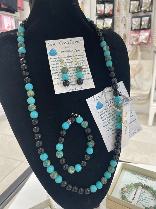 Sun Creations- Turquoise/Onyx Jewelry set