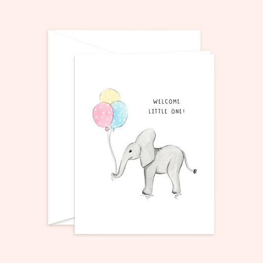 Almeida Illustrations - Welcome Little One! Newborn Baby Greeting Card: White
