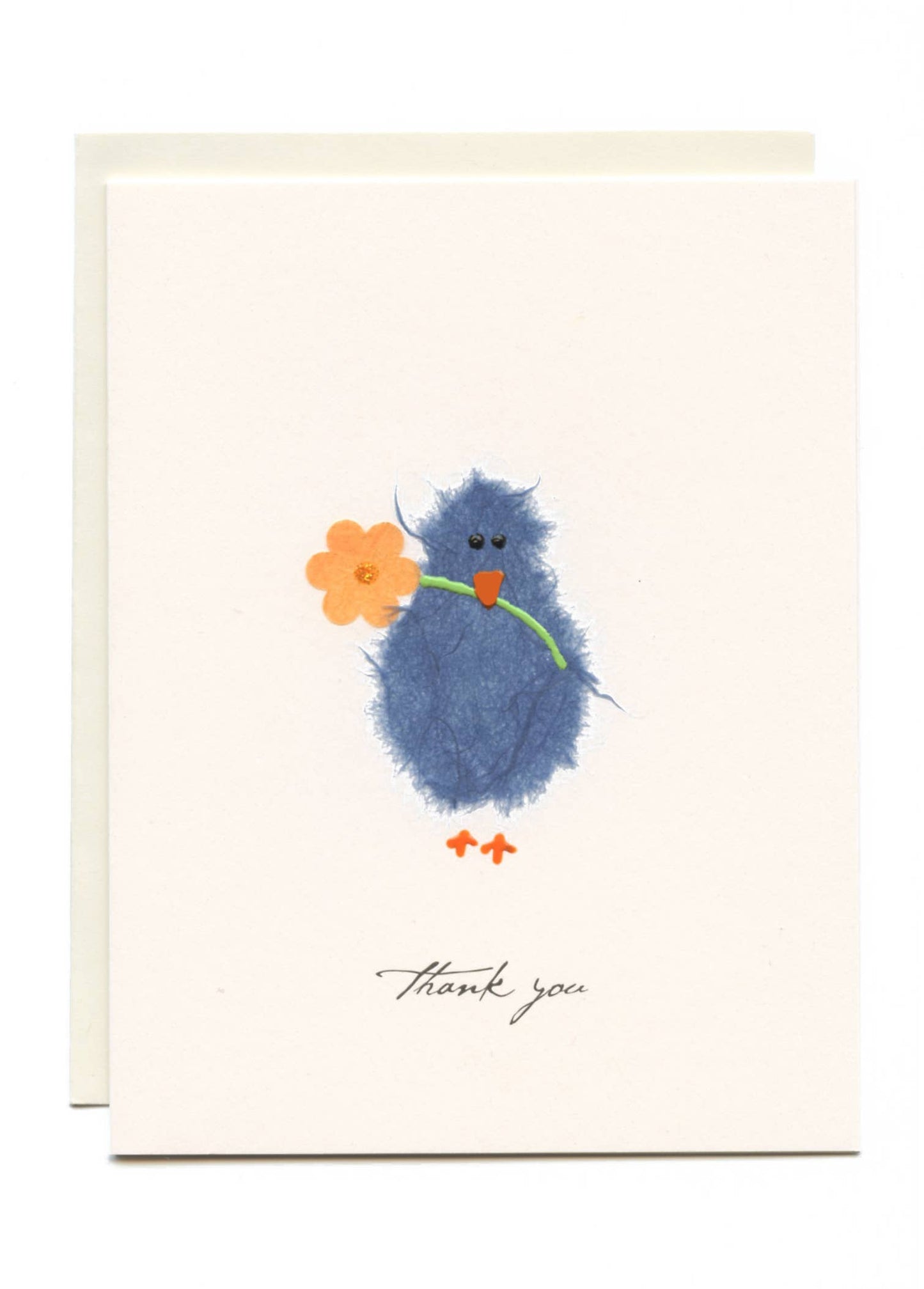 FLAUNT HANDMADE CORRESPONDENCES - "Thank You" Blue Bird w/ Flower