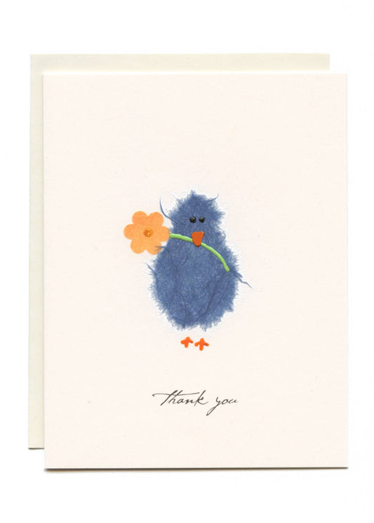 FLAUNT HANDMADE CORRESPONDENCES - "Thank You" Blue Bird w/ Flower