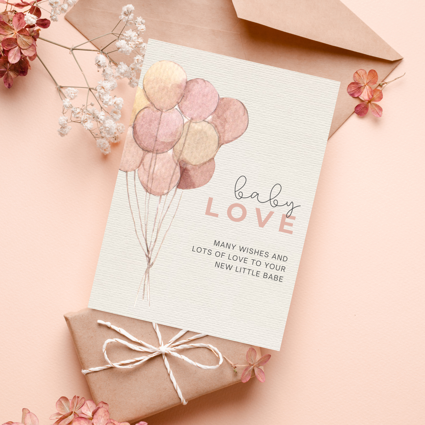 Paper Kuts - "Baby Love" Welcome Baby Card, Includes Kraft Envelope: Rounded