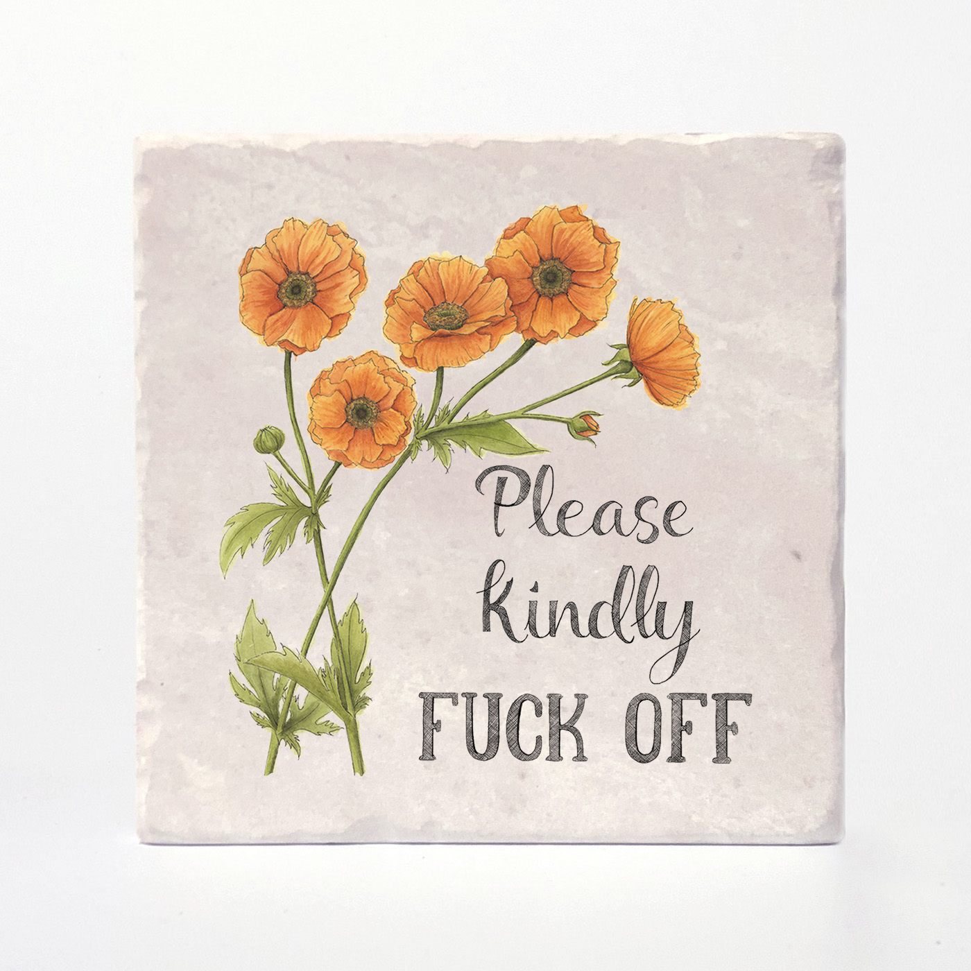 Versatile Coasters Canada - Please Kindly Fuck Off - Naughty Florals Coaster