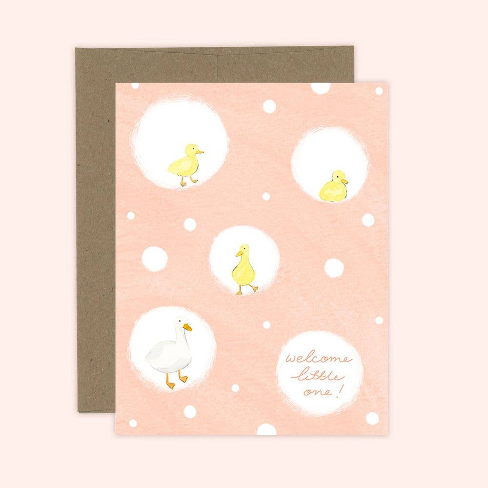 Almeida Illustrations - Baby Ducklings - Welcome Little One - New Baby card: White