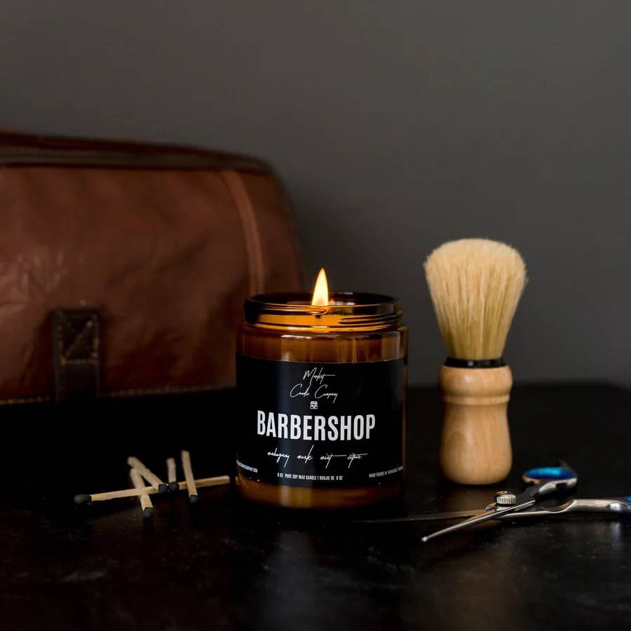 Market Candle Company - BARBERSHOP SOY WAX CANDLE: 8 oz Single Wick