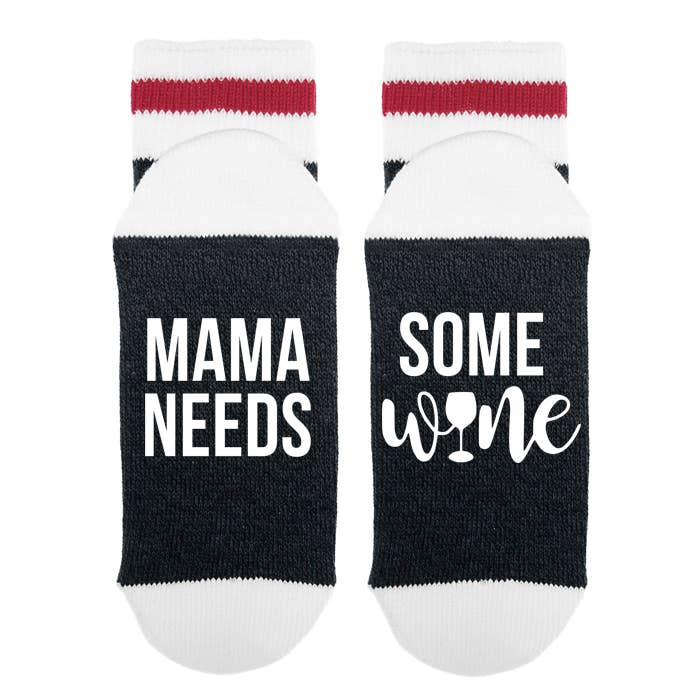 Sock Dirty to Me - Mama Needs Some Wine - Socks: Matte White