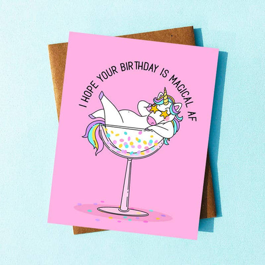 Top Hat and Monocle - Magical AF Funny Birthday Card - Unicorn Card