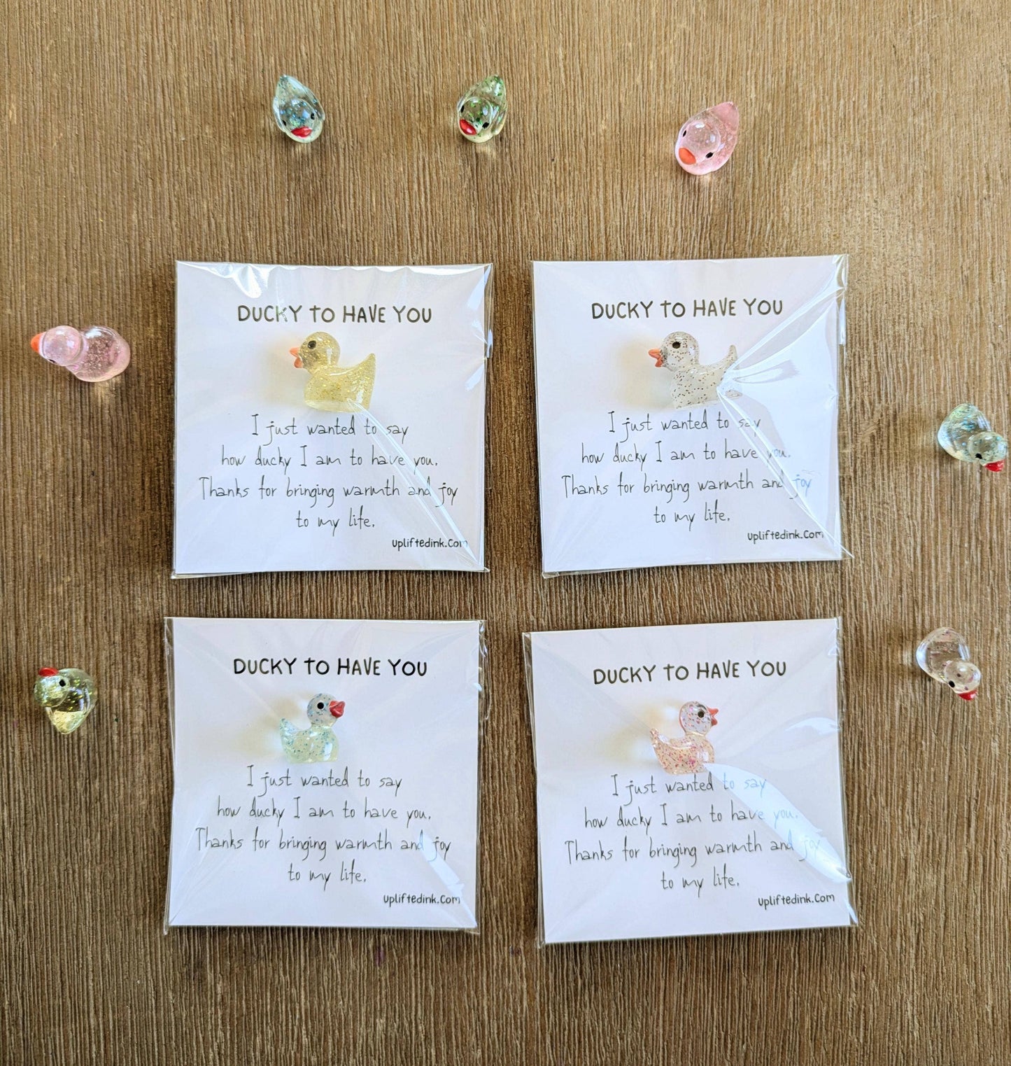 Uplifted Ink - Ducky to Have You Card with Duck Figurine & Custom Message: 1 Card