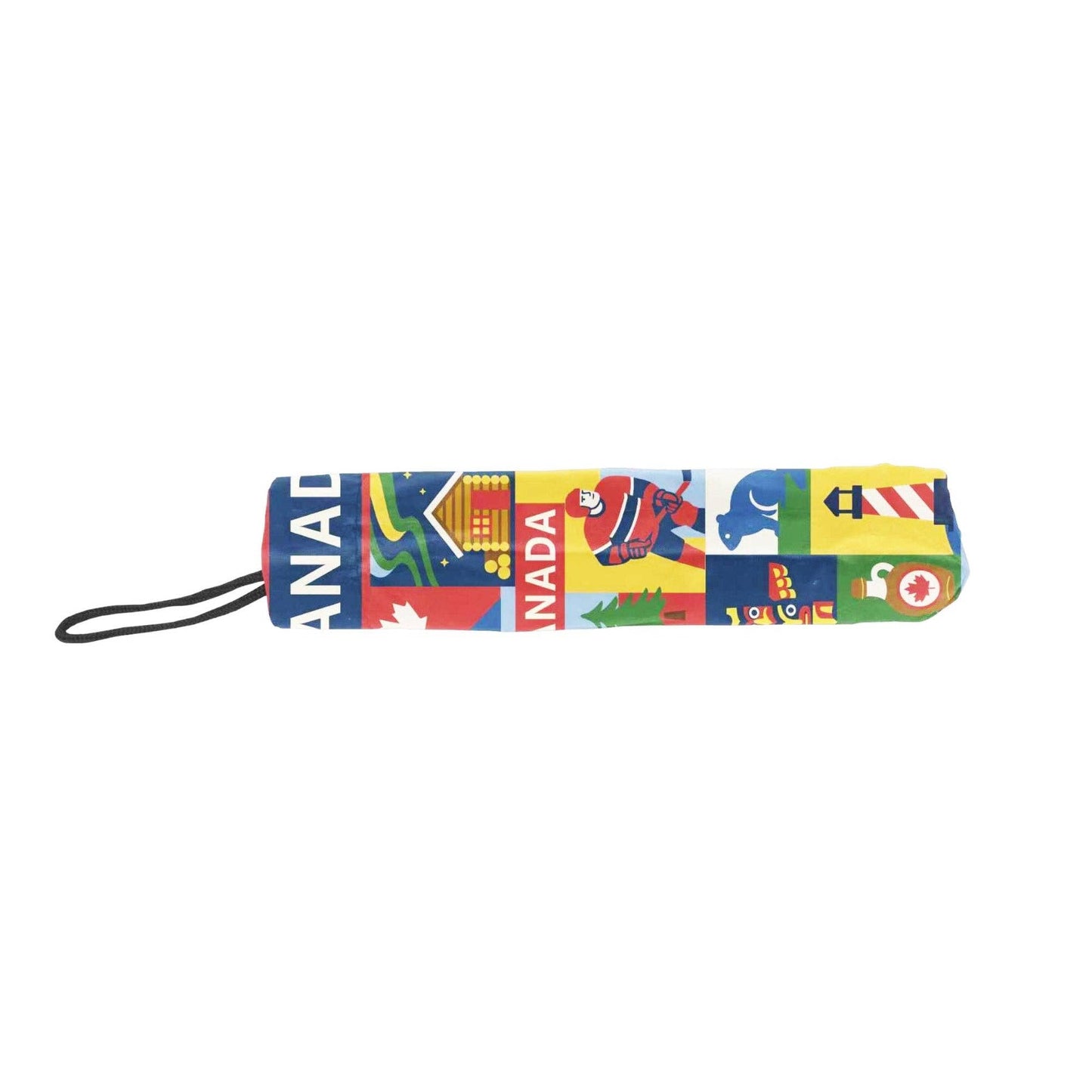 Northern Icons Canada - Canada Heritage Icon Collage Folding Umbrella - Premium UV Protection Sun & Rain Travel Parasol