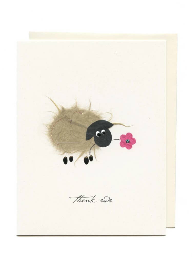 FLAUNT HANDMADE CORRESPONDENCES - "Thank Ewe" Ewe w/ Flower