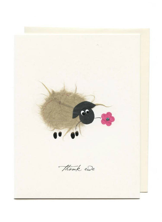 FLAUNT HANDMADE CORRESPONDENCES - "Thank Ewe" Ewe w/ Flower