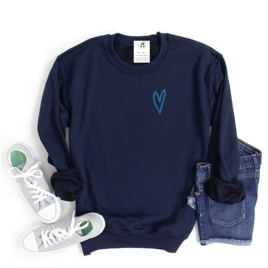 Blonde Ambition Apparel & Designs - Keep Going Embroidered Cozy Crew Neck Sweater - Navy: M / Navy Cozy Crew w/ Tropical Blue Embroidery