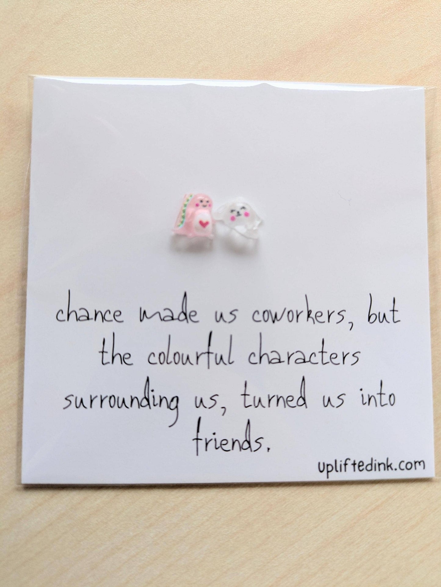 Uplifted Ink - Coworker BFF Card with 2 Mini Figurines & Custom Message: 1 Card