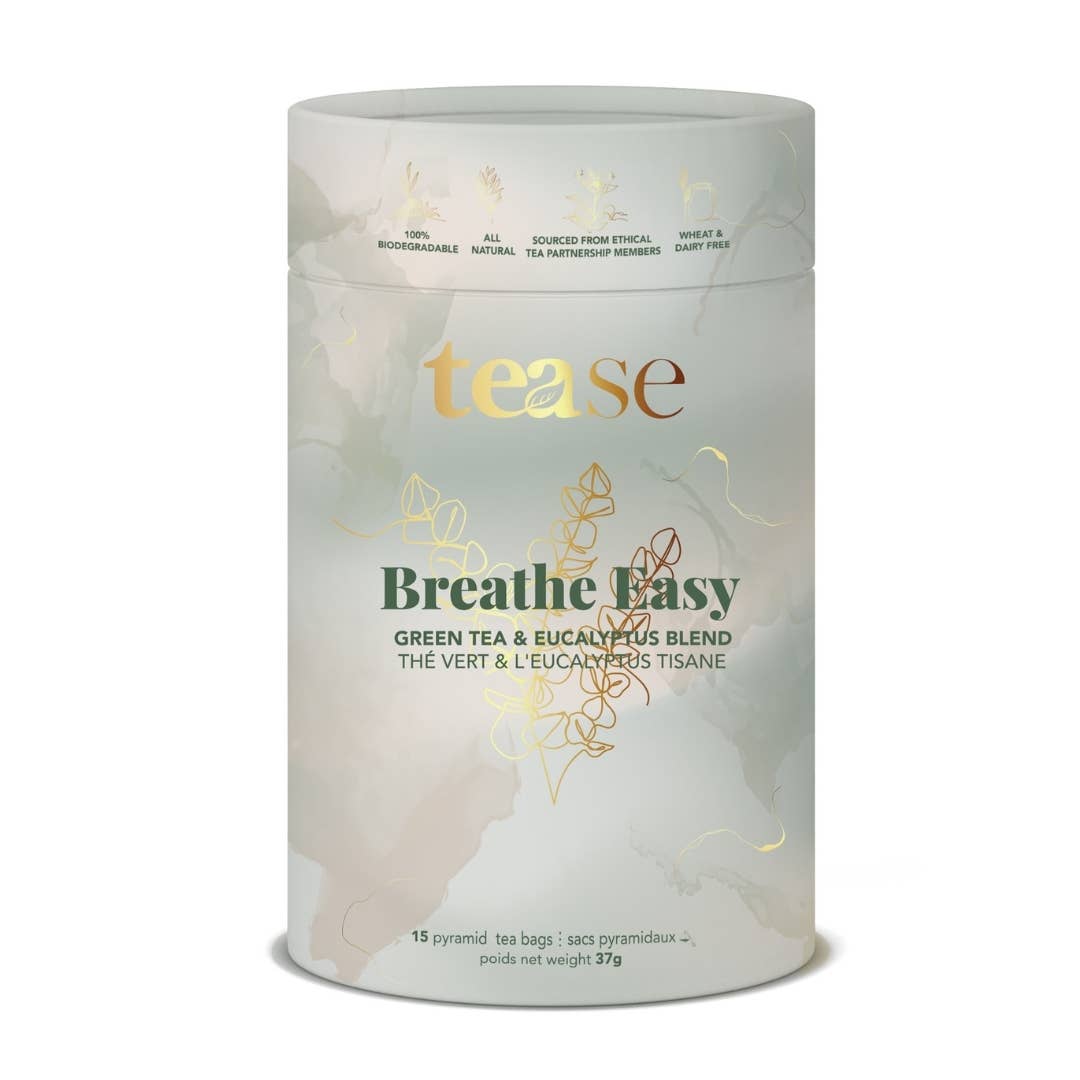 Tease | Wellness Tea Blends + Accessories - Breathe Easy | Natural Tea Blend | Biodegradable Tea Bags