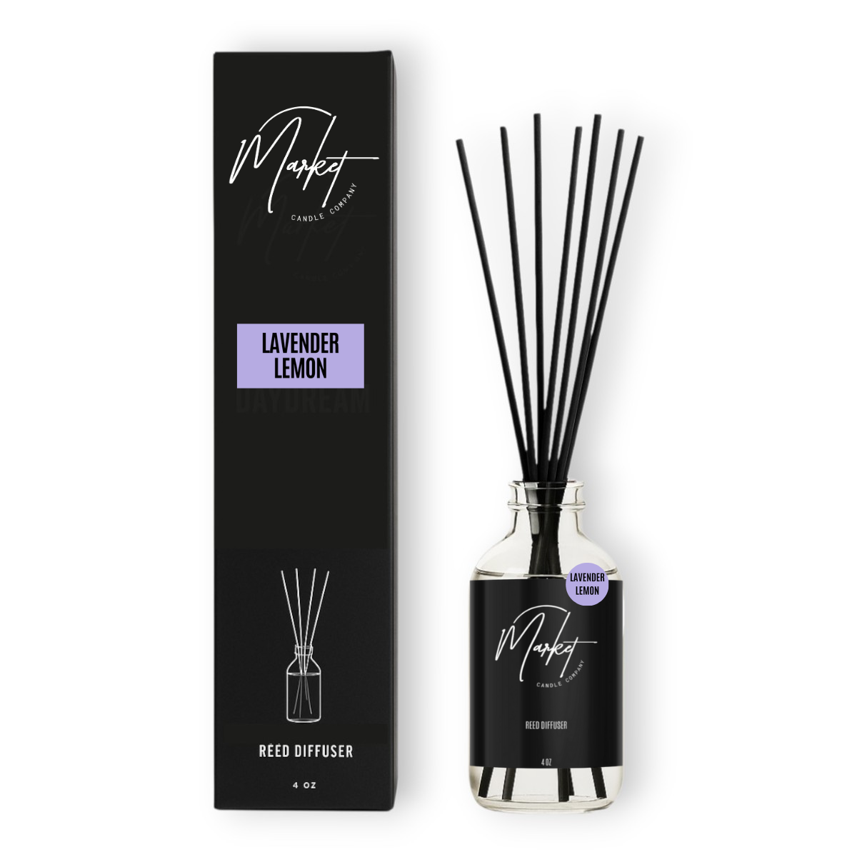 Market Candle Company - LAVENDER LEMON DIFFUSER REEDS: STANDARD LABEL
