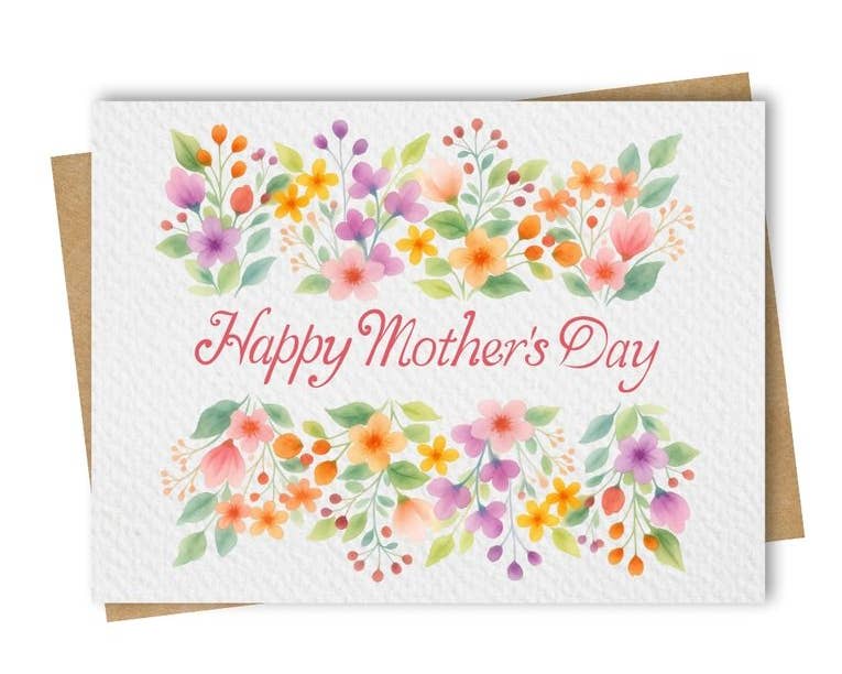 Paper Kuts - Colourful Floral Compostable Mother's Day Handmade Card: Square
