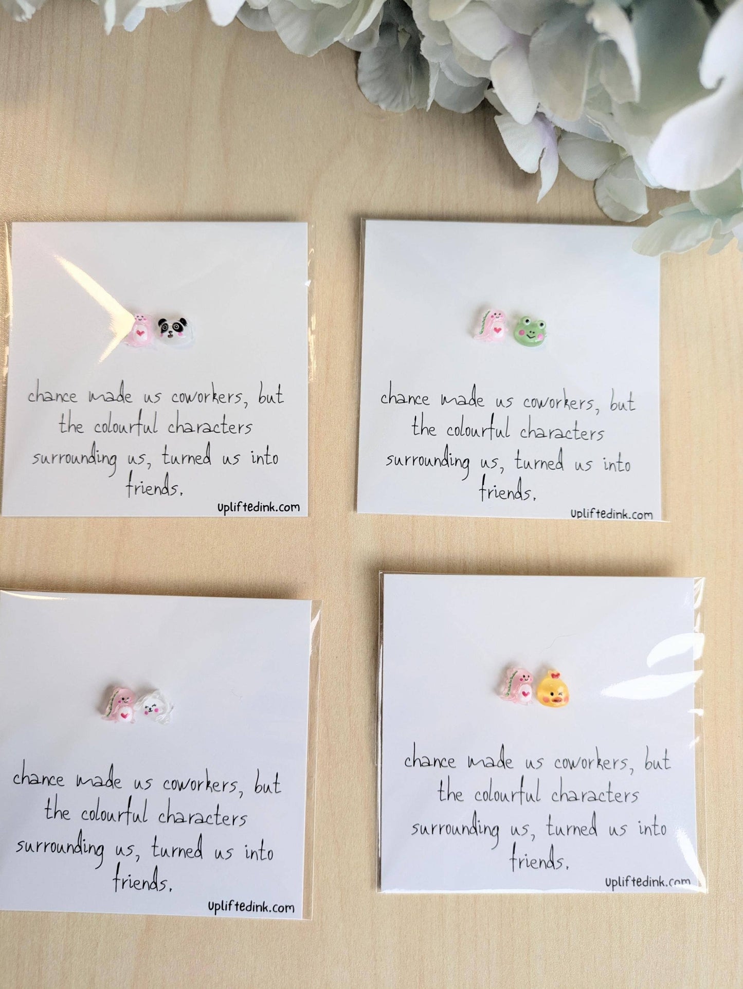 Uplifted Ink - Coworker BFF Card with 2 Mini Figurines & Custom Message: 1 Card