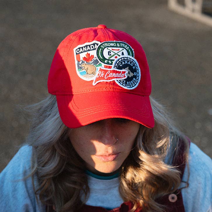 Northern Icons Canada - Canada Multi Patches washed canvas Cap: Red