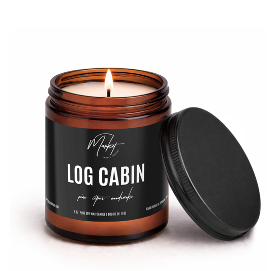 Market Candle Company - LOG CABIN SOY WAX CANDLE: 8 oz Single Wick