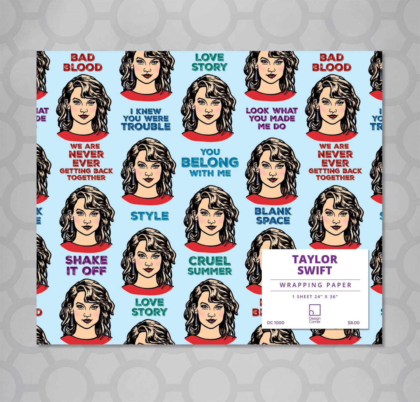 Design Corner - Taylor Swift Gift Wrap 24"x36" Sheet COLOUR