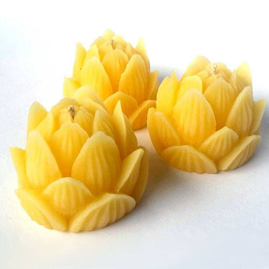 Eastvan bees - Lotus Flower - 100% Beeswax Candle: Natural Yellow