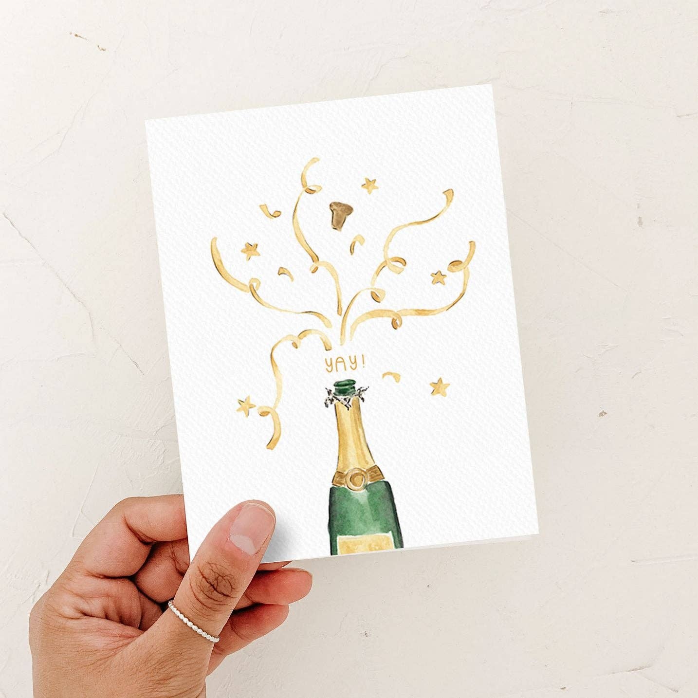 Almeida Illustrations - Pop the Champagne Card | Celebration Card: White