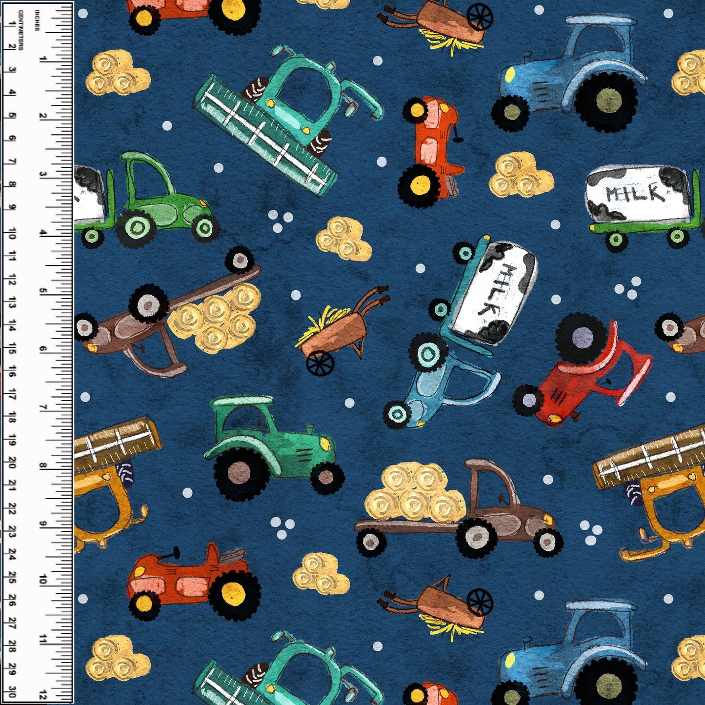 Busy Little Stitches - Working Farm Vehicles Navy Toddler Blanket
