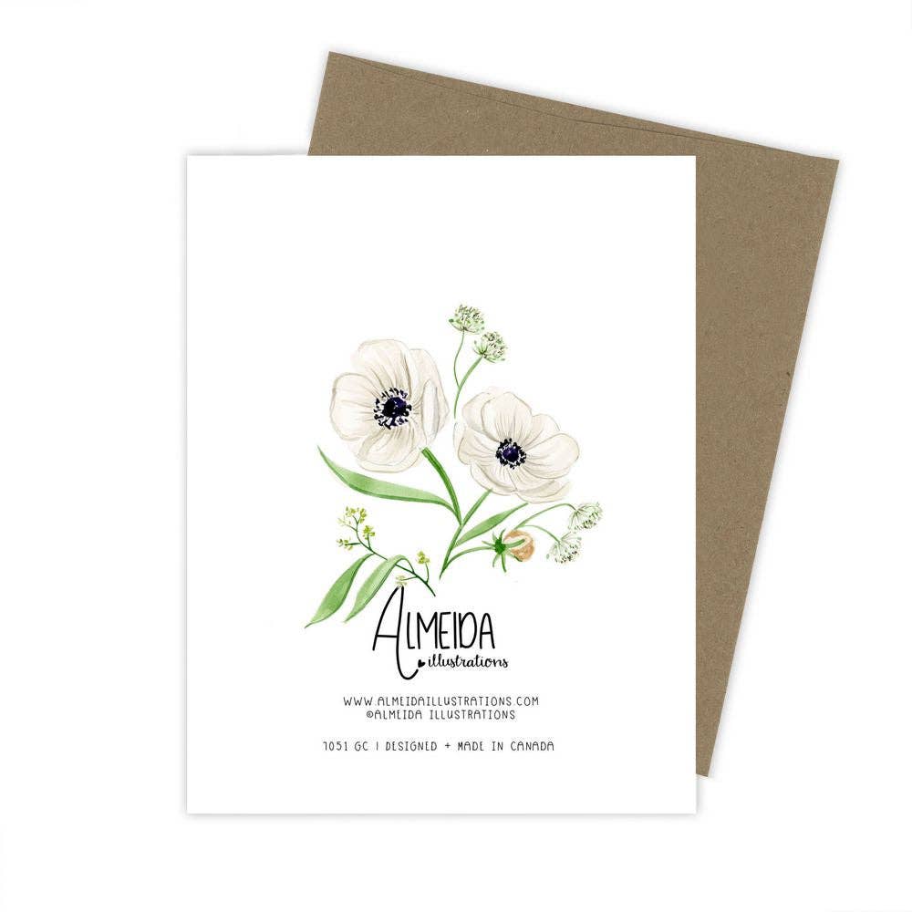 Almeida Illustrations - Just Married Flower Card: White